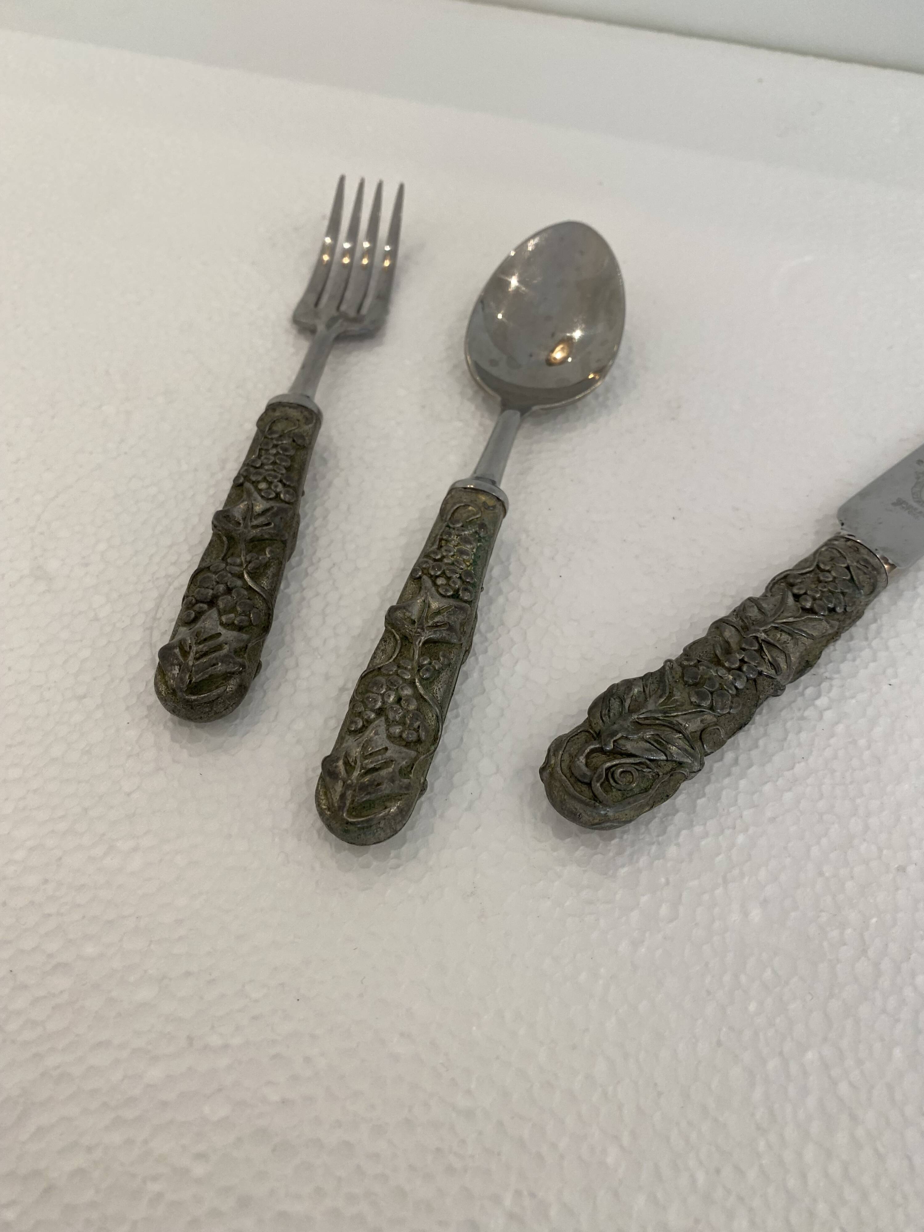 Stainless Steel Set of Knife Fork and Spoon Edwin Blyde & Co, 1950s