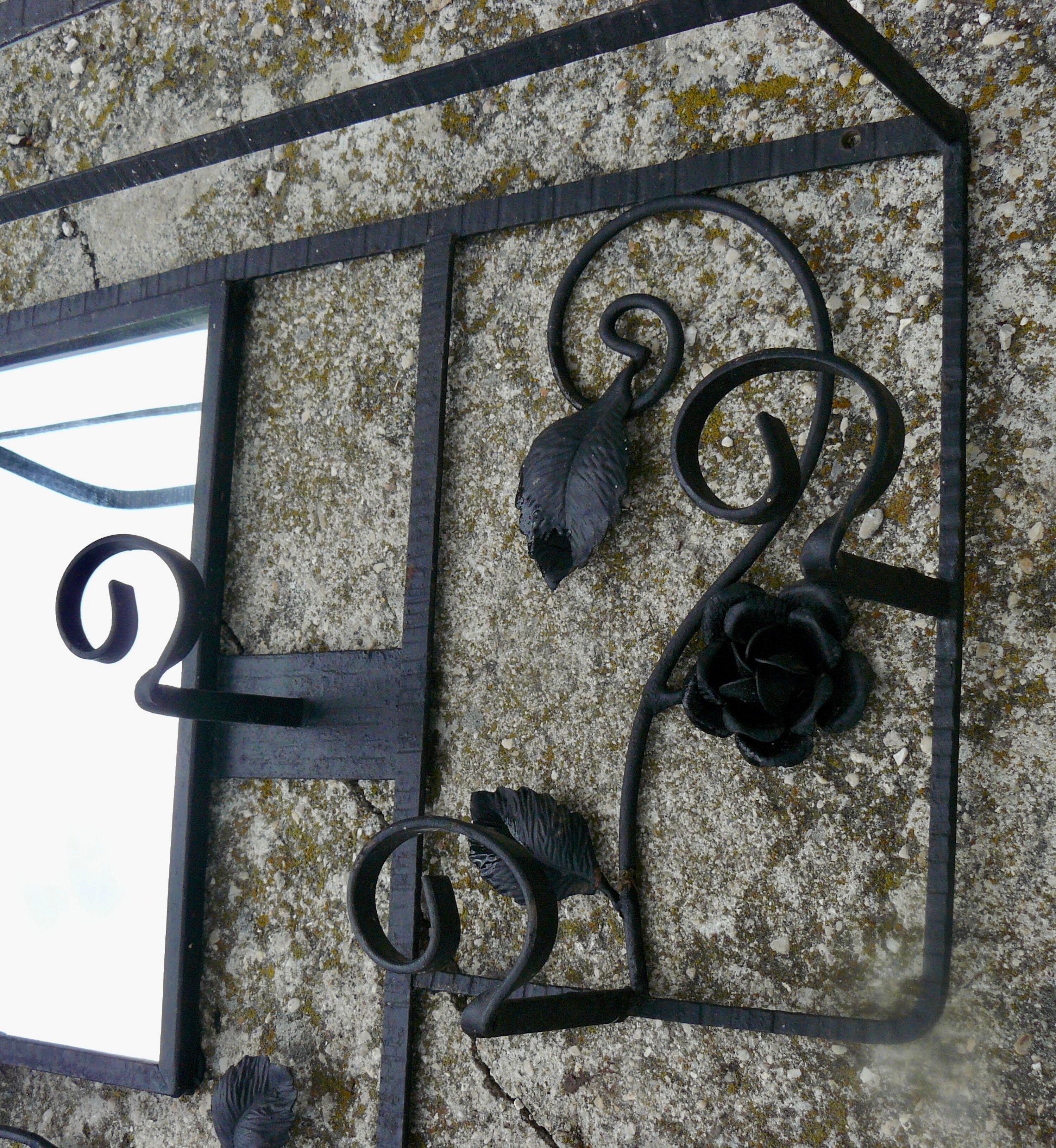 Art Deco wrought iron coat rack and mirror