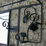 Art Deco wrought iron coat rack and mirror