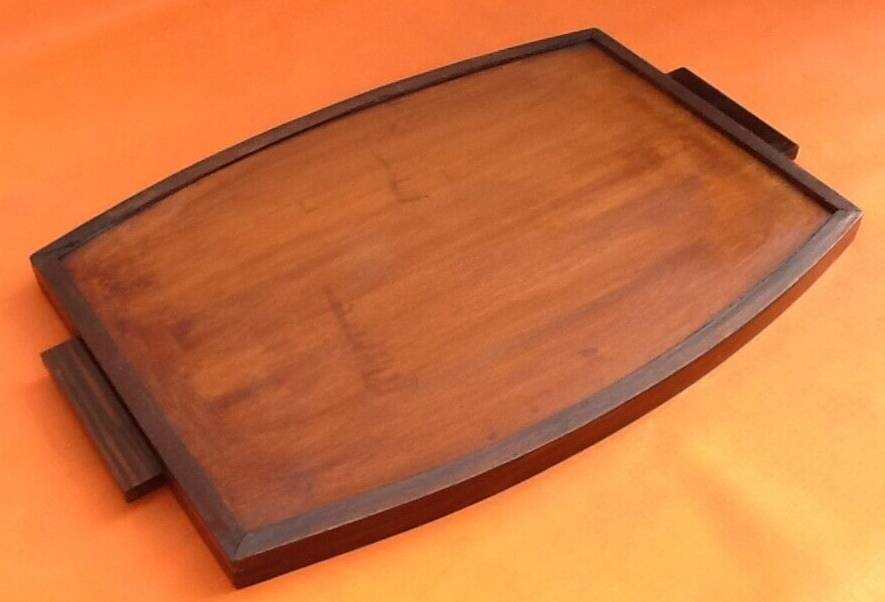 Art deco serving tray rosewood veneer / side handles