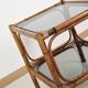 Bedside table or coffee table in bamboo and smoked glass, double top, 70s