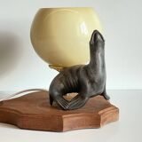 Art Deco Sea Lion blown glass lamp