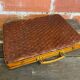 Vintage Wooden & Woven Bamboo Transport Box #D624