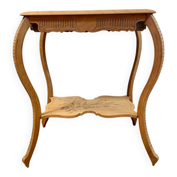 Table d’appoint d’époque 1900 à deux plateaux gravés – Style Art Nouveau