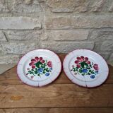 Ensemble de 2 anciennes assiettes décor bouquet de fleurs