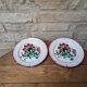 Ensemble de 2 anciennes assiettes décor bouquet de fleurs