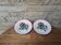 Set of 2 old plates with flower bouquet decoration