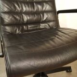 Vintage black leather office chair by Richard Sapper for Knoll 1979