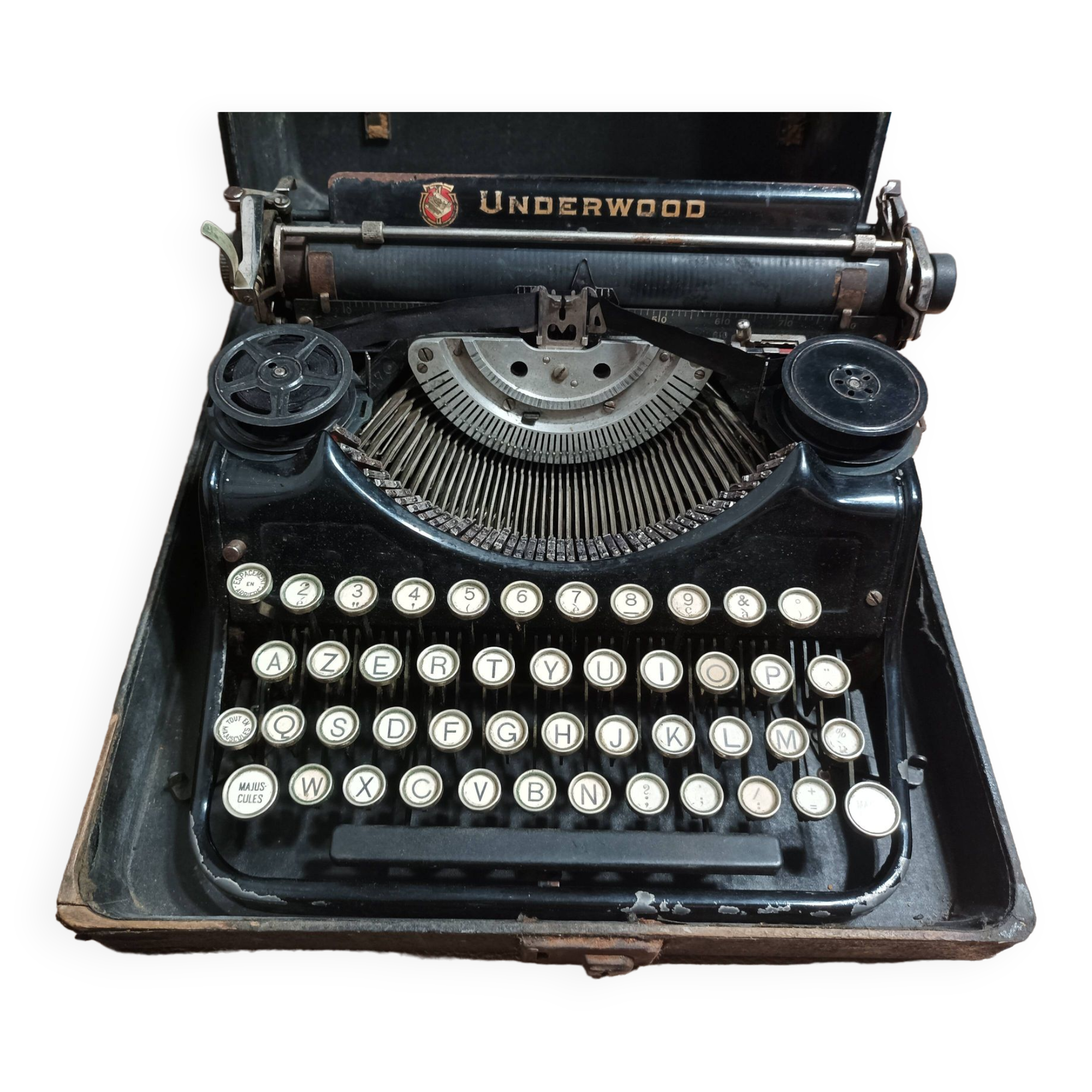 Old portable underwood typewriter