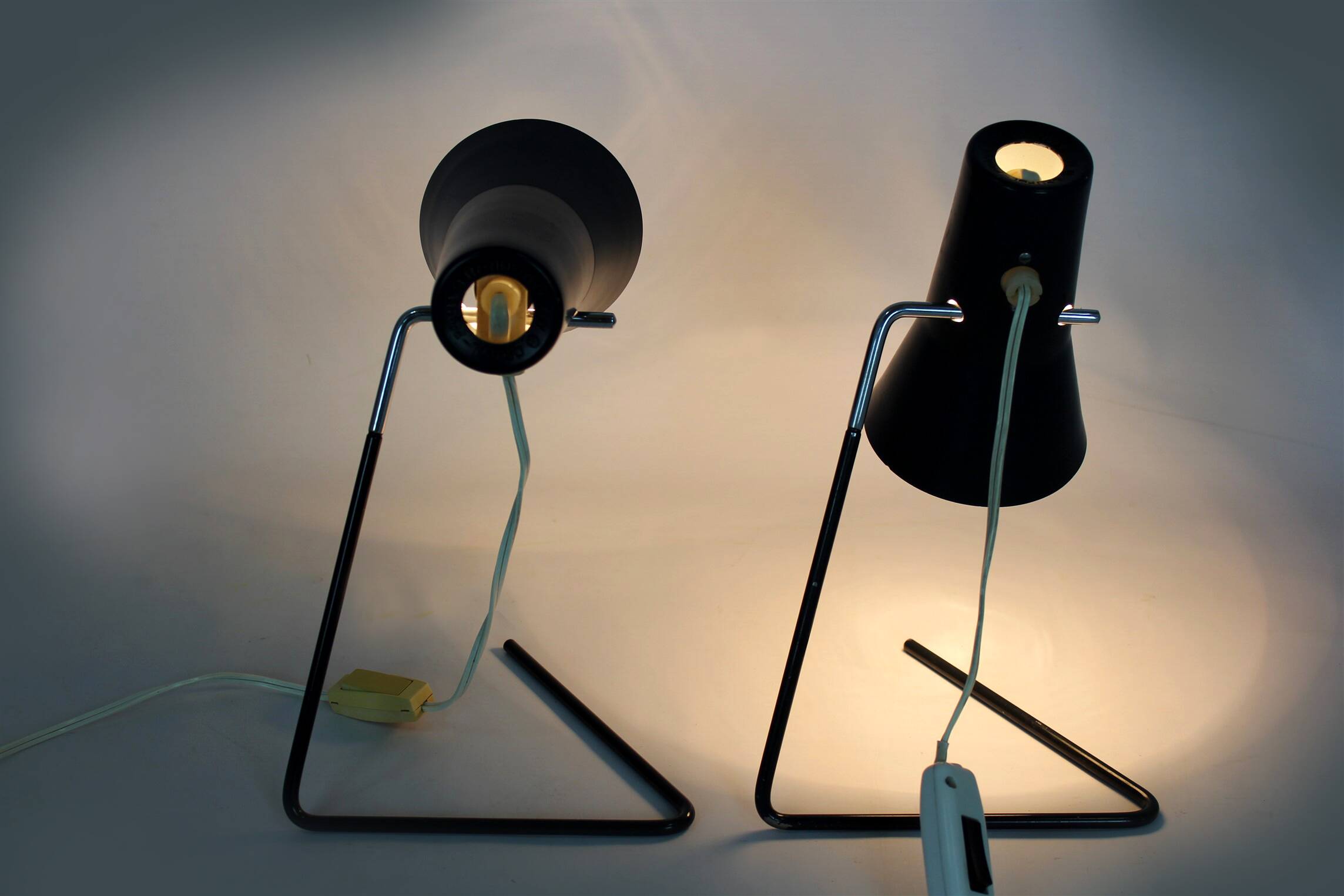 Lampes de table noires par Josef Hurka pour Drupol, années 1960, lot de 2