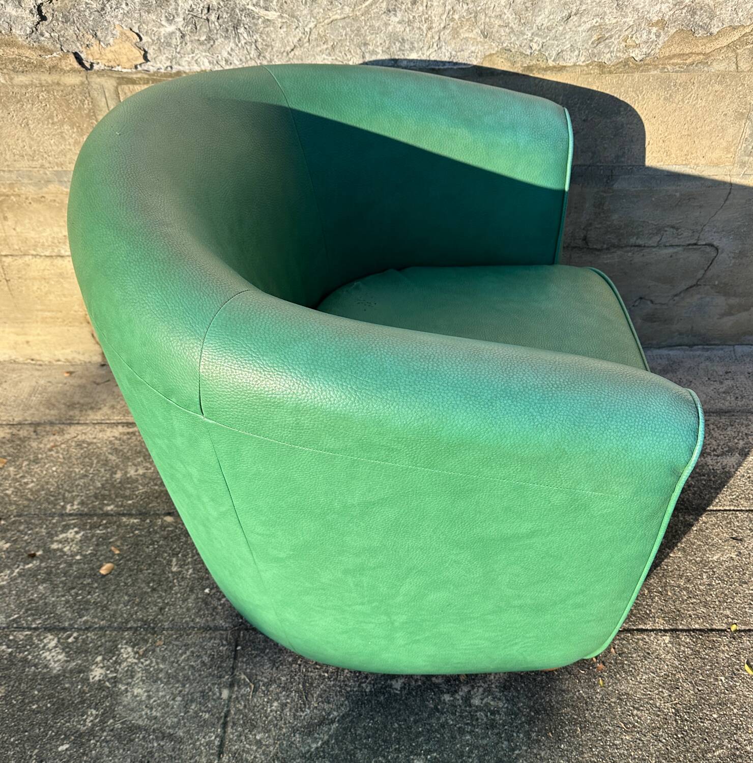Vintage green leather club chair, antique green leather sofa.