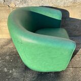 Vintage green leather club chair, antique green leather sofa.