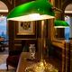 French banker lamp made of green opaline glass.