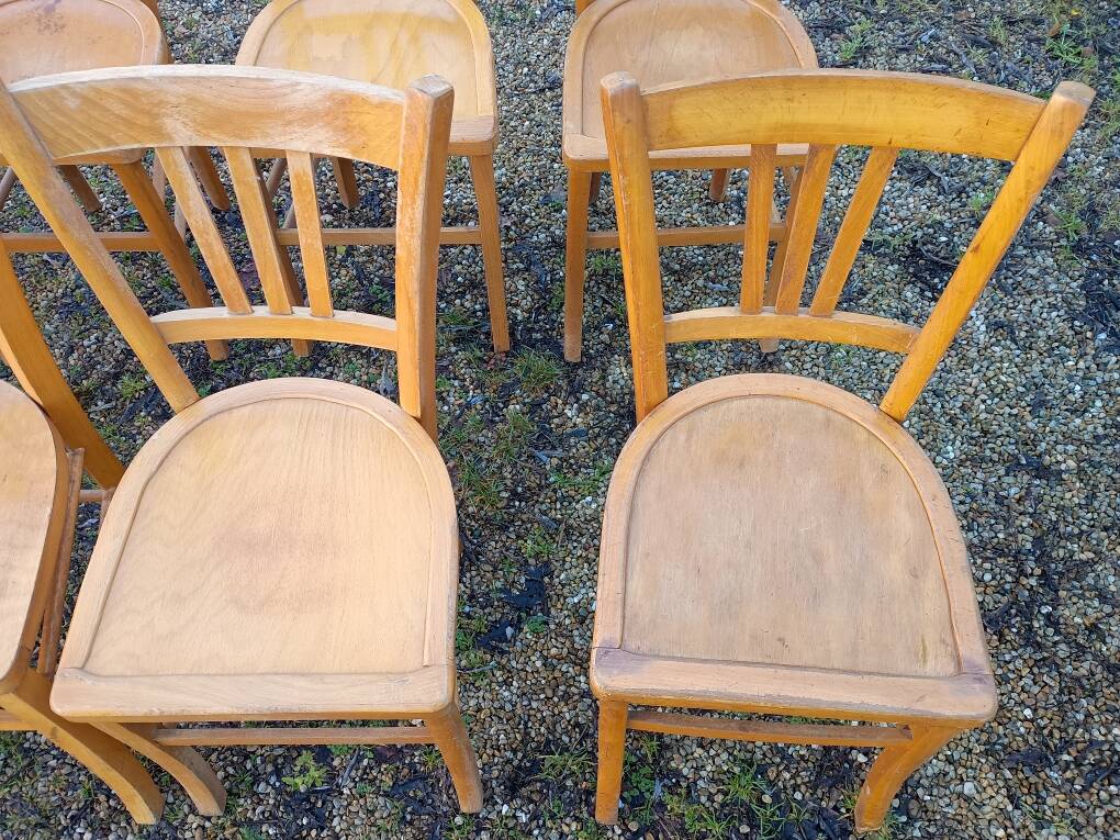 Ensemble de 10 chaises bistrot années 1950-60 vintage