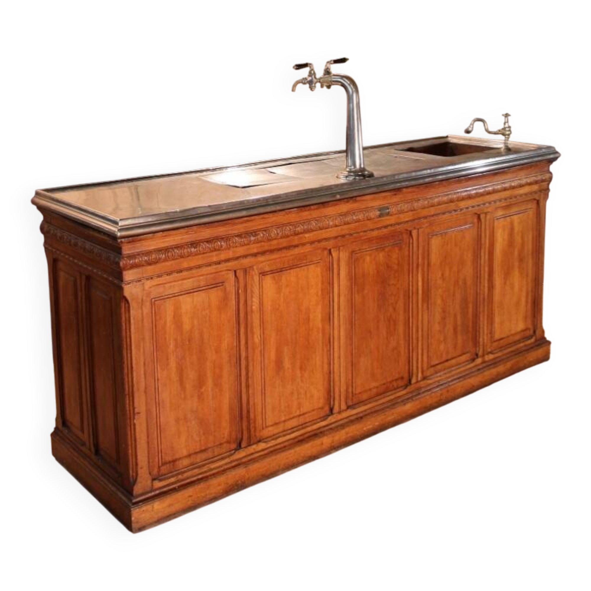 bistro bar, early 20th-century zinc countertop with its glassmaker