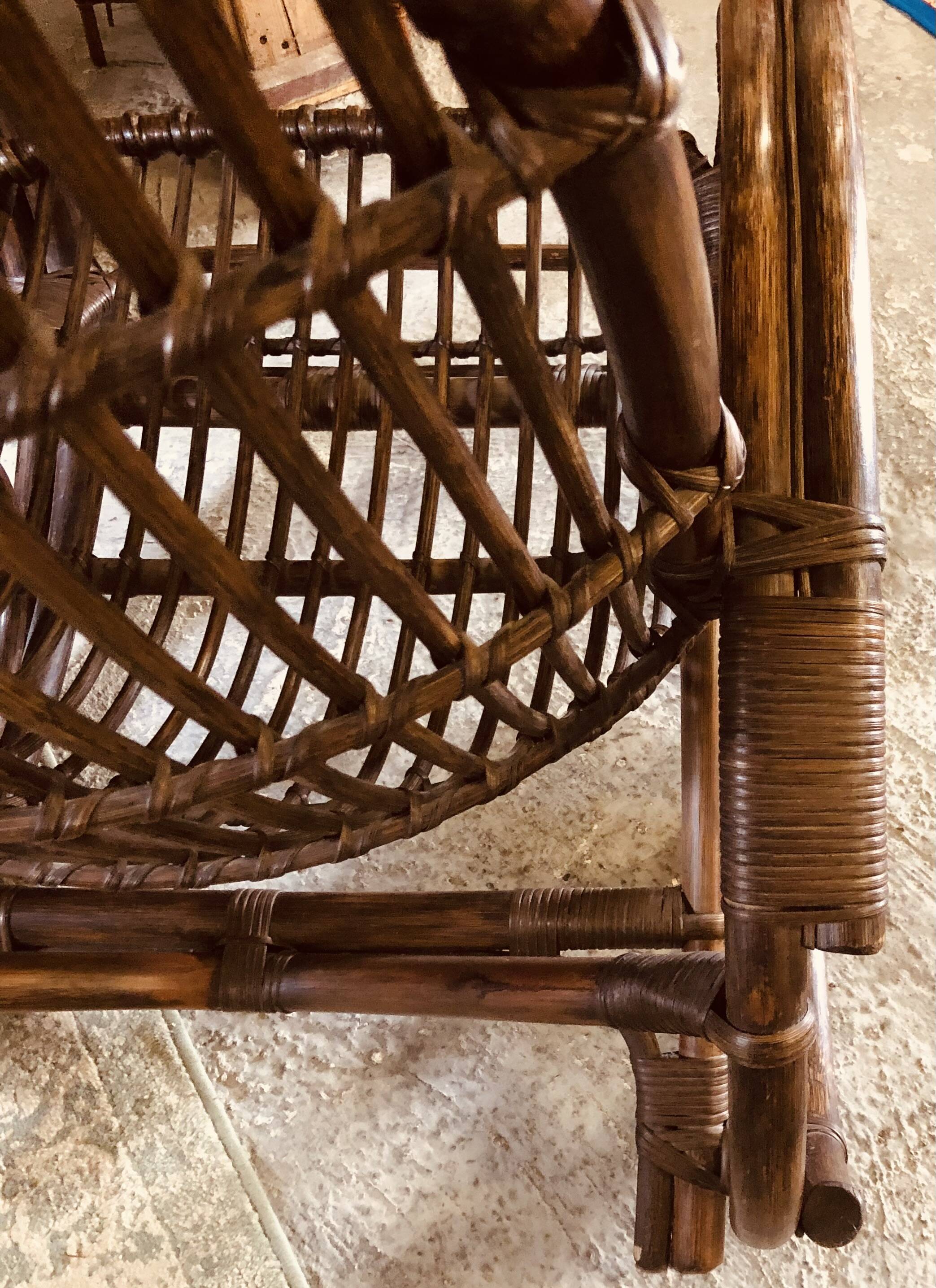 Chaise à bascule en rotin et bambou, chaise à bascule Manou