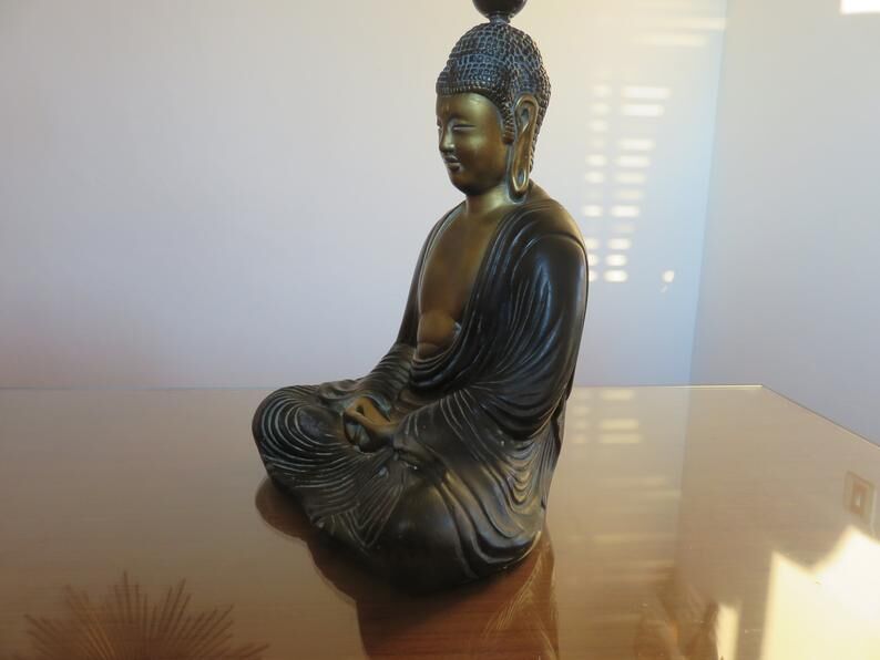 Italian "Buddha" lamp in polychrome plaster 70s