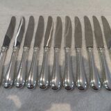 11 silver-plated dessert knives, Ercuis goldsmith, Roses model, Louis XVI style