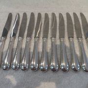 11 silver-plated dessert knives, Ercuis goldsmith, Roses model, Louis XVI style