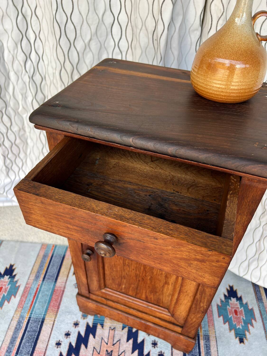 Vintage solid wood bedside table