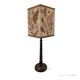 Lampe bois tourné avec abat jour herbier vintage