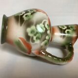 Old vase jug shape green and orange flowers