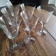Lot of 6 vintage wine glasses drinking flared glass engraved opaque bubbles décor