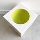 Vintage pop art cube vase / bowl white and green