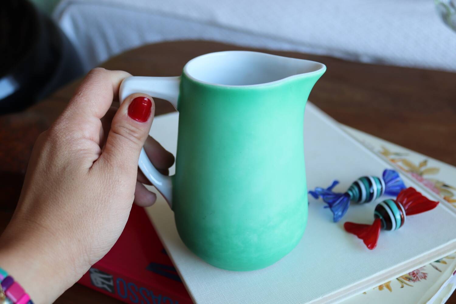 Bavarian porcelain matte green milk jug