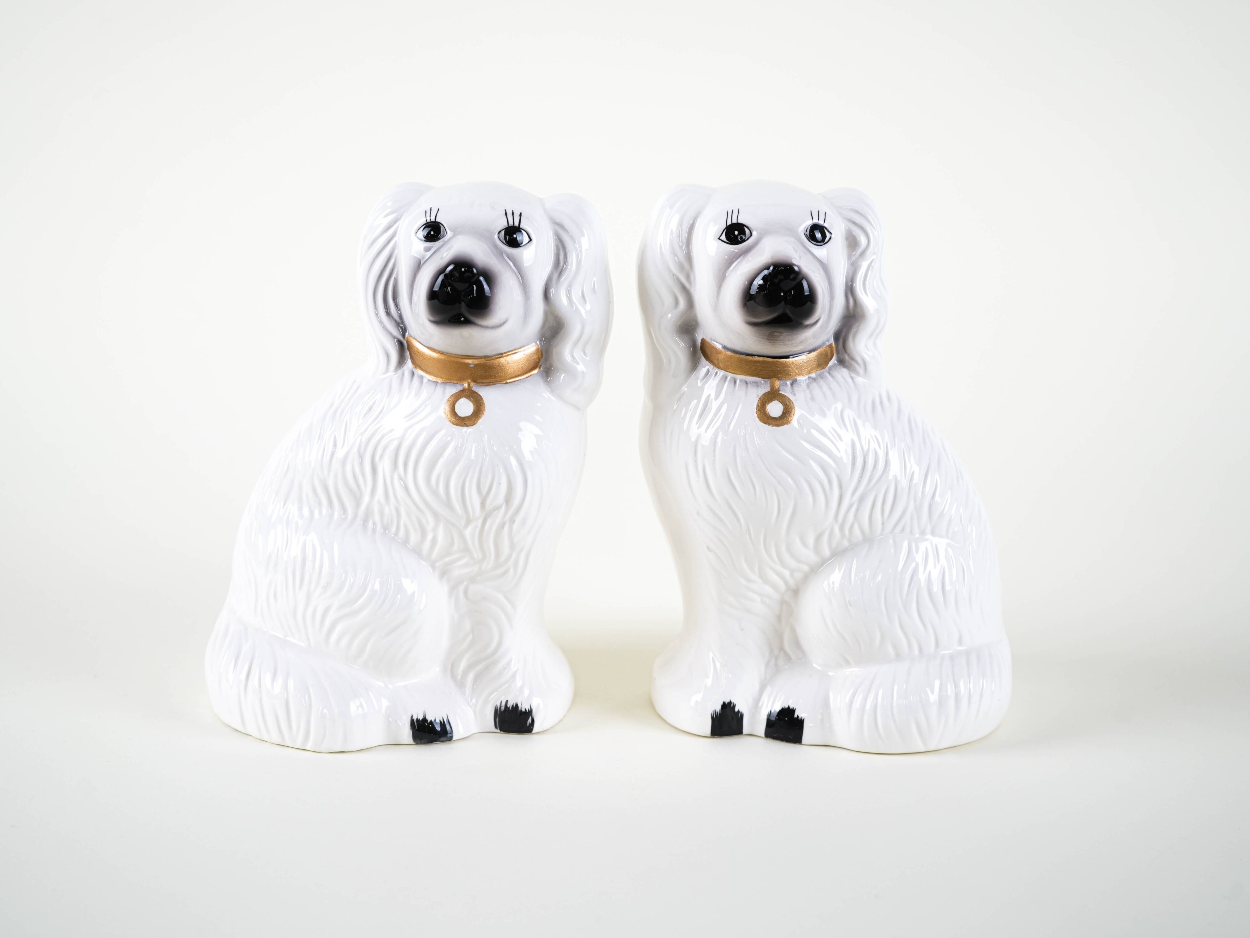 Ceramic dog figurines, English style, 1970s, made in England