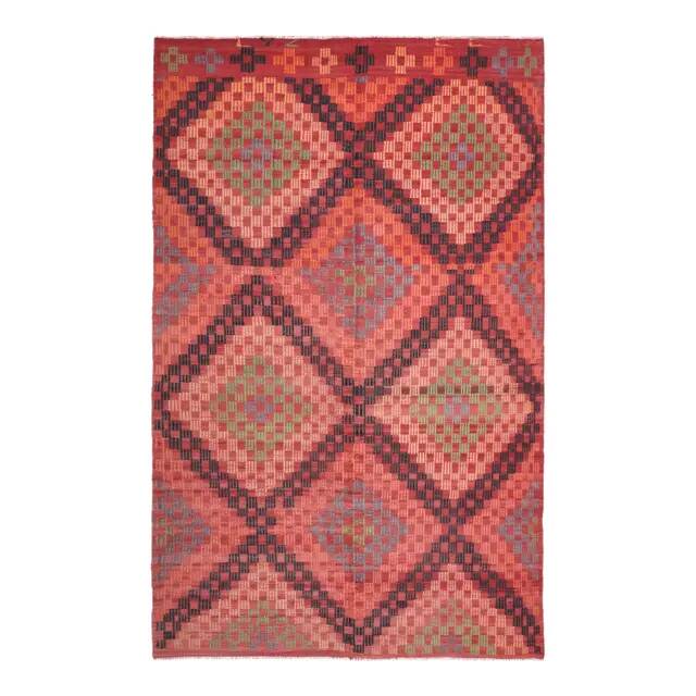 1970s Turkish Hand-Knotted Wool Cotton Red Area Rug 189x307