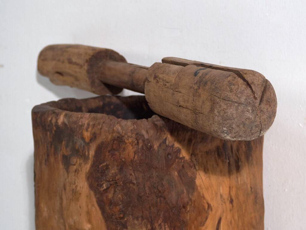 Large antique wabi-sabi style mortar and pestle (c.1920) #78