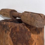 Grand mortier et pilon anciens de style wabi-sabi (c.1920) #78