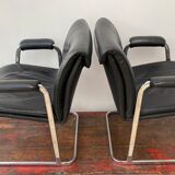 Paire de chaises de bureau en cuir noir par Boss Design