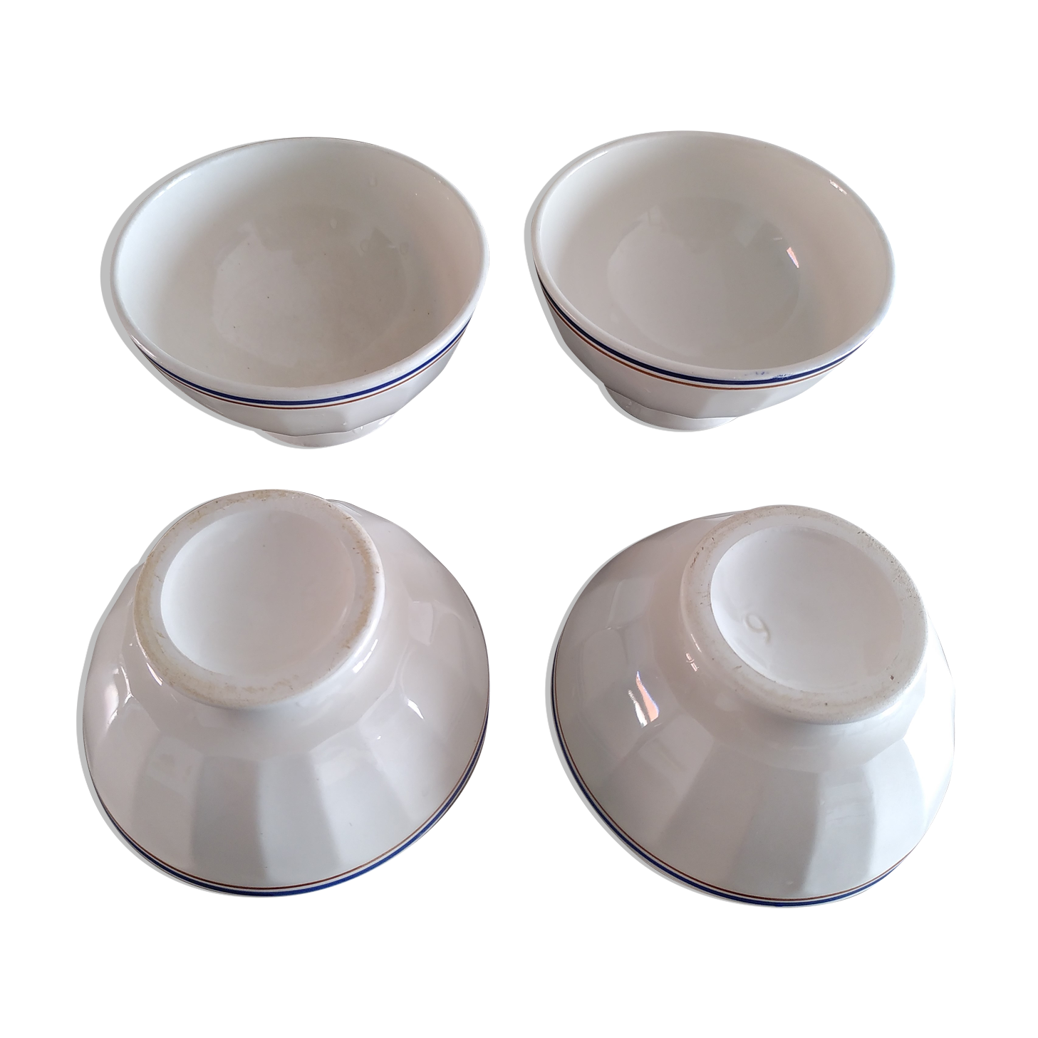 4 striped bowls in faience