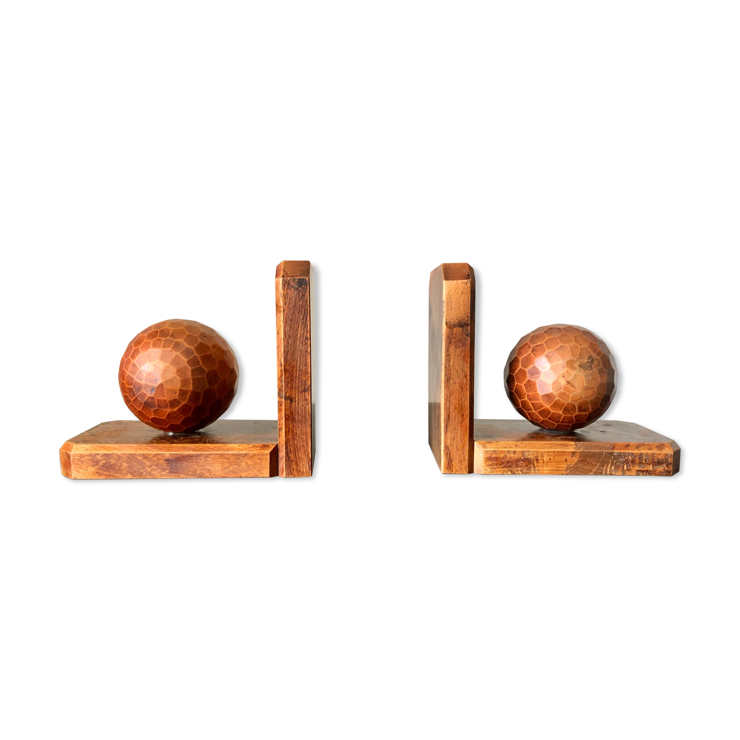 Paire de serre-livre boule en bois