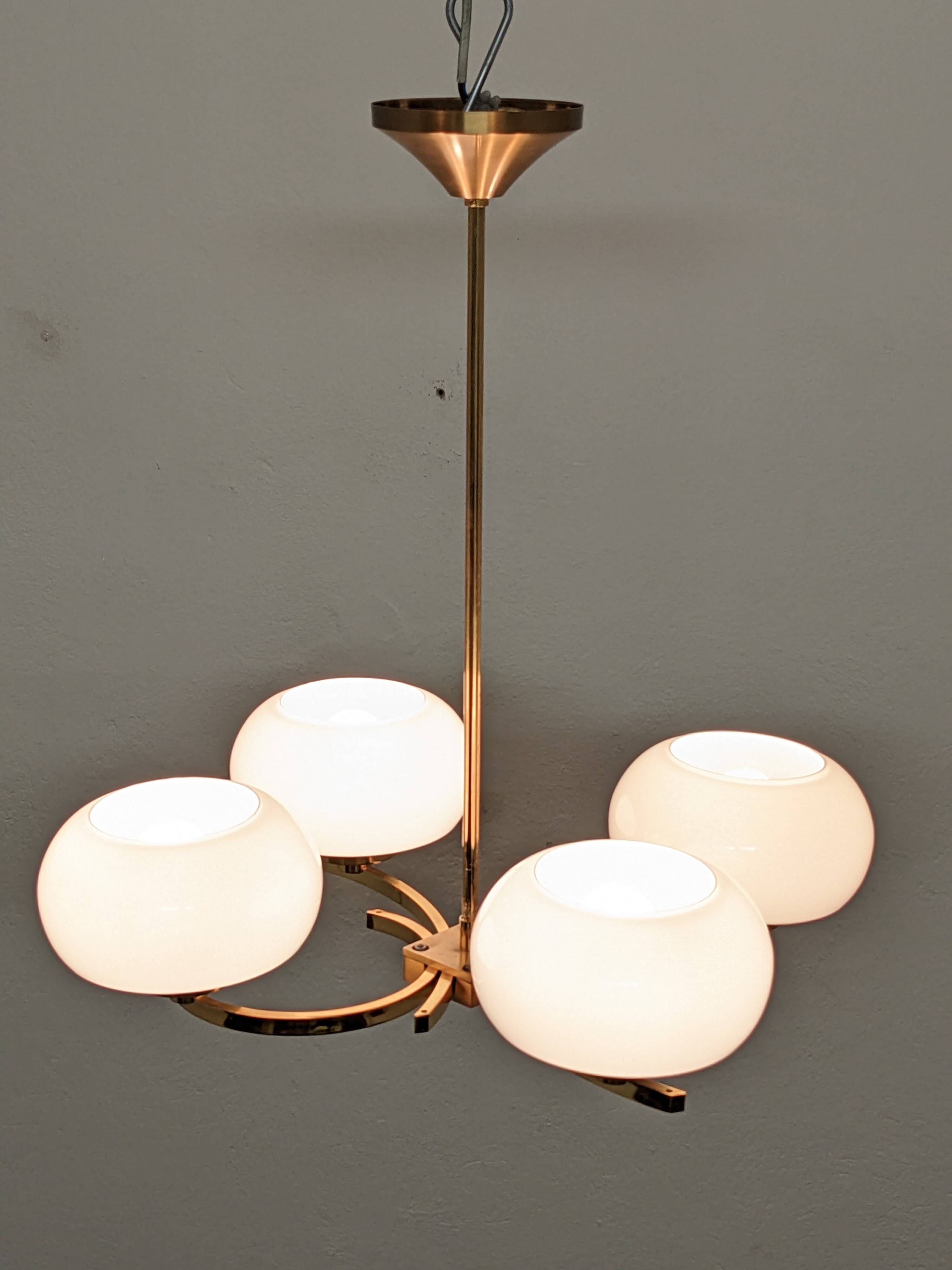 Arlus chandelier with 4 brass lights from the 50s/60s