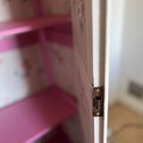 Armoire parisienne vintage – intérieur fleuri framboise – pièce unique