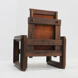 Vintage sculptural leather armchair by Anacleto Spazzapan, Italy 1970s