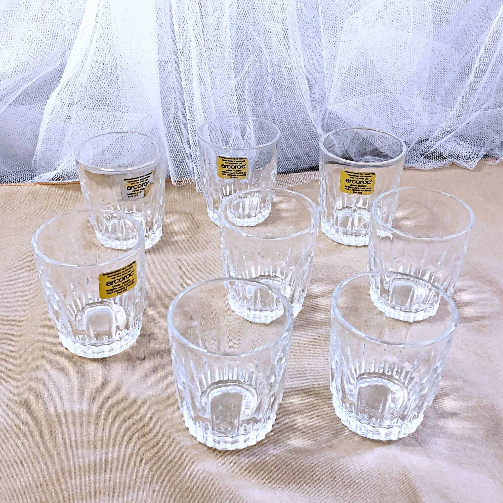 8 small liquor glasses in tempered glass france arcoroc