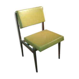 Set of 2 wooden chairs and skaï