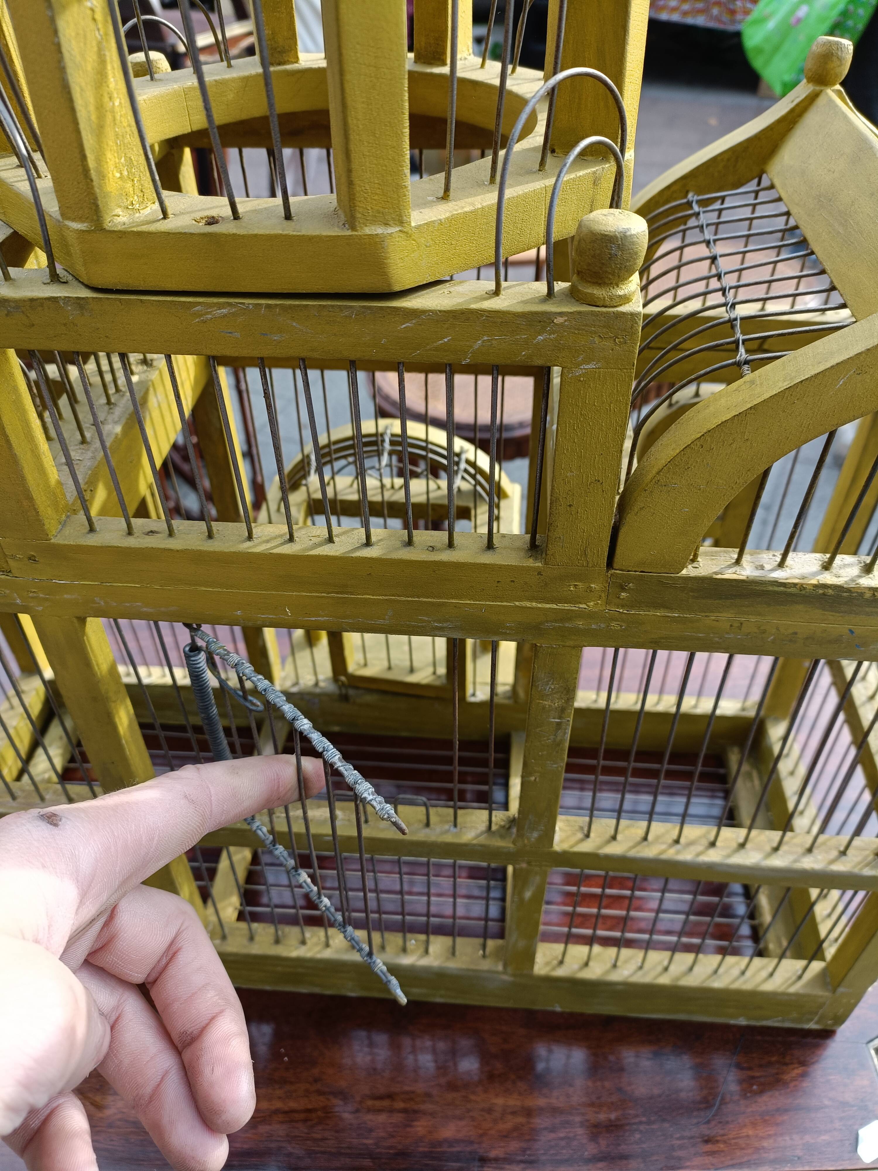 Vintage antique wood and metal bird cage