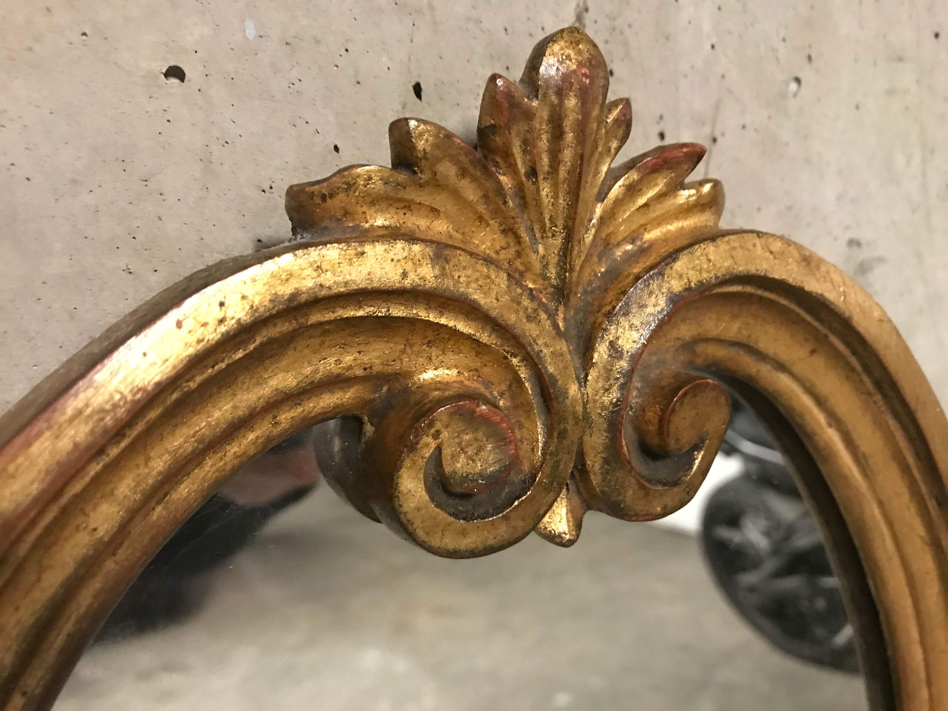 Fitted gilded wood Louis XVI mirror, 113x27cm