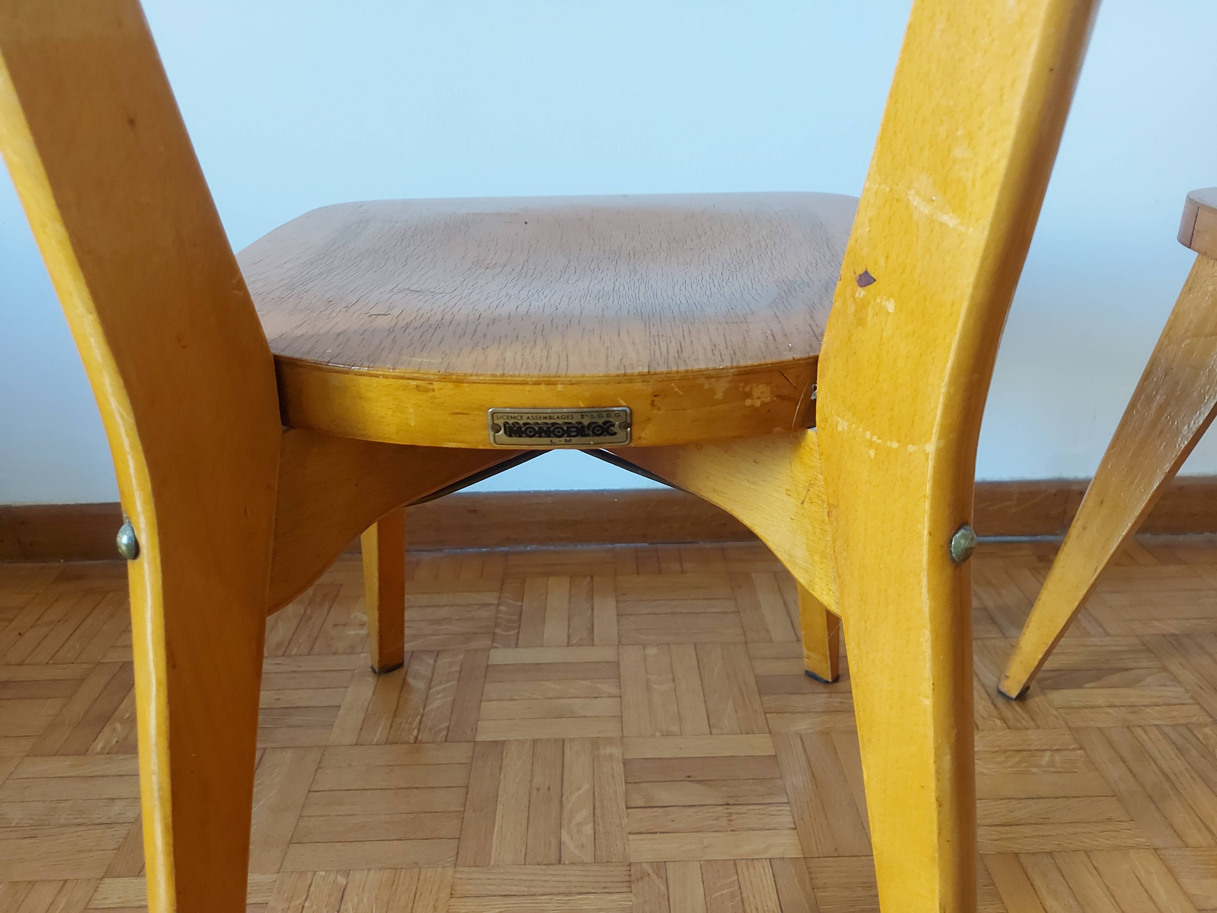TWO ONE-PIECE VINTAGE WOODEN CHAIRS