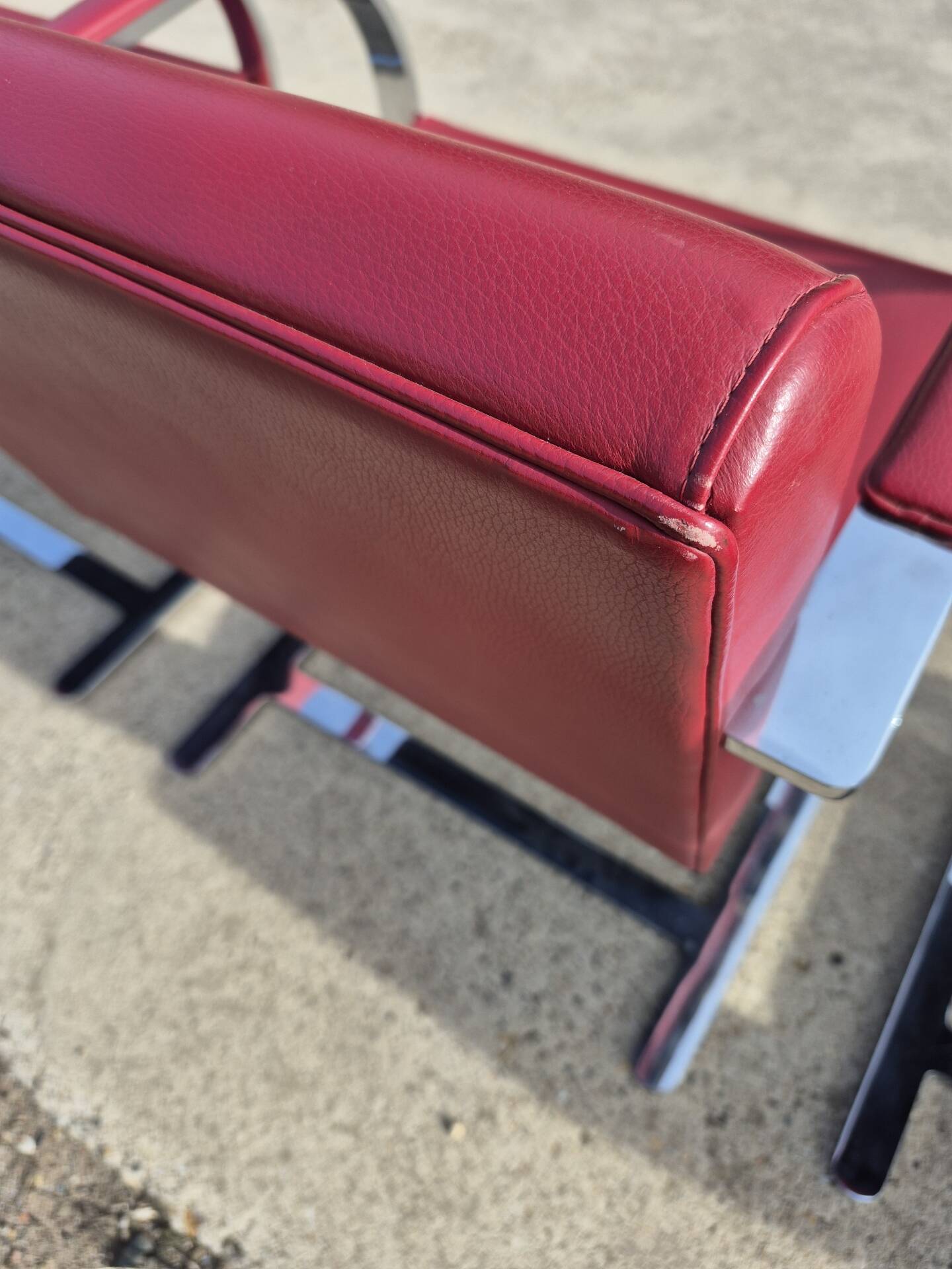 Set 4 - red chrome Brno armchair flat bar- Ludwig Mies vd Rohe bauhaus