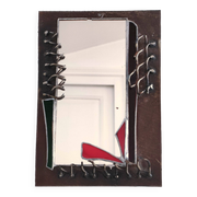 Miroir brutaliste métal et verre serti
