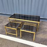 Table basse vintage plateau verre