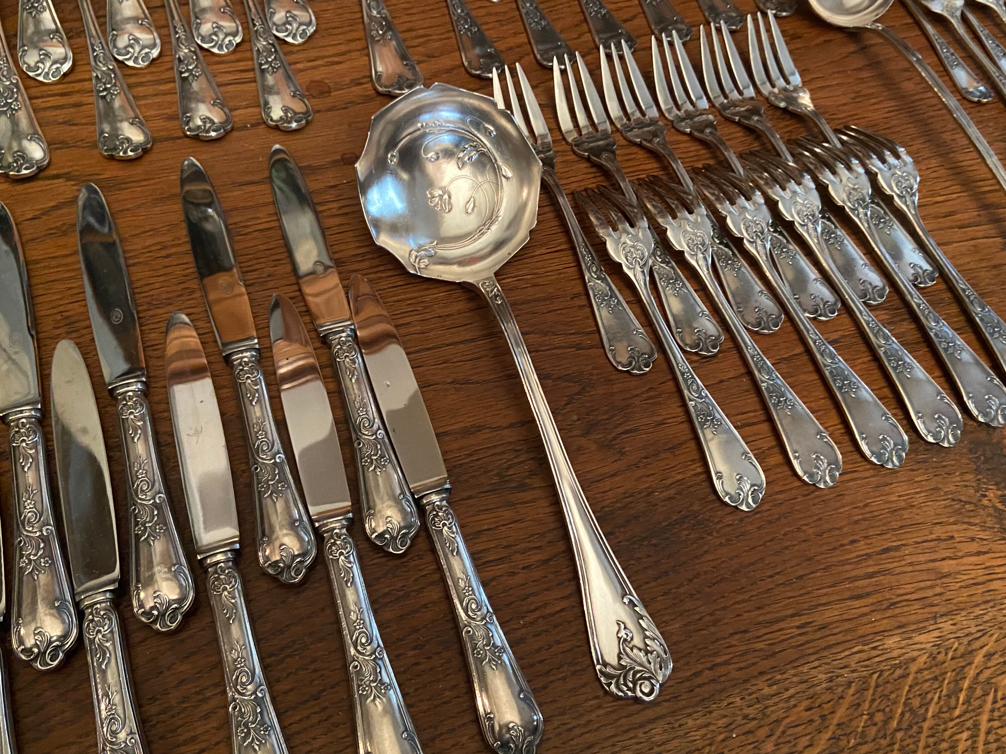 Silver-plated metal cutlery in Louis XV style