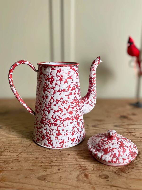 Red enamel coffee pot