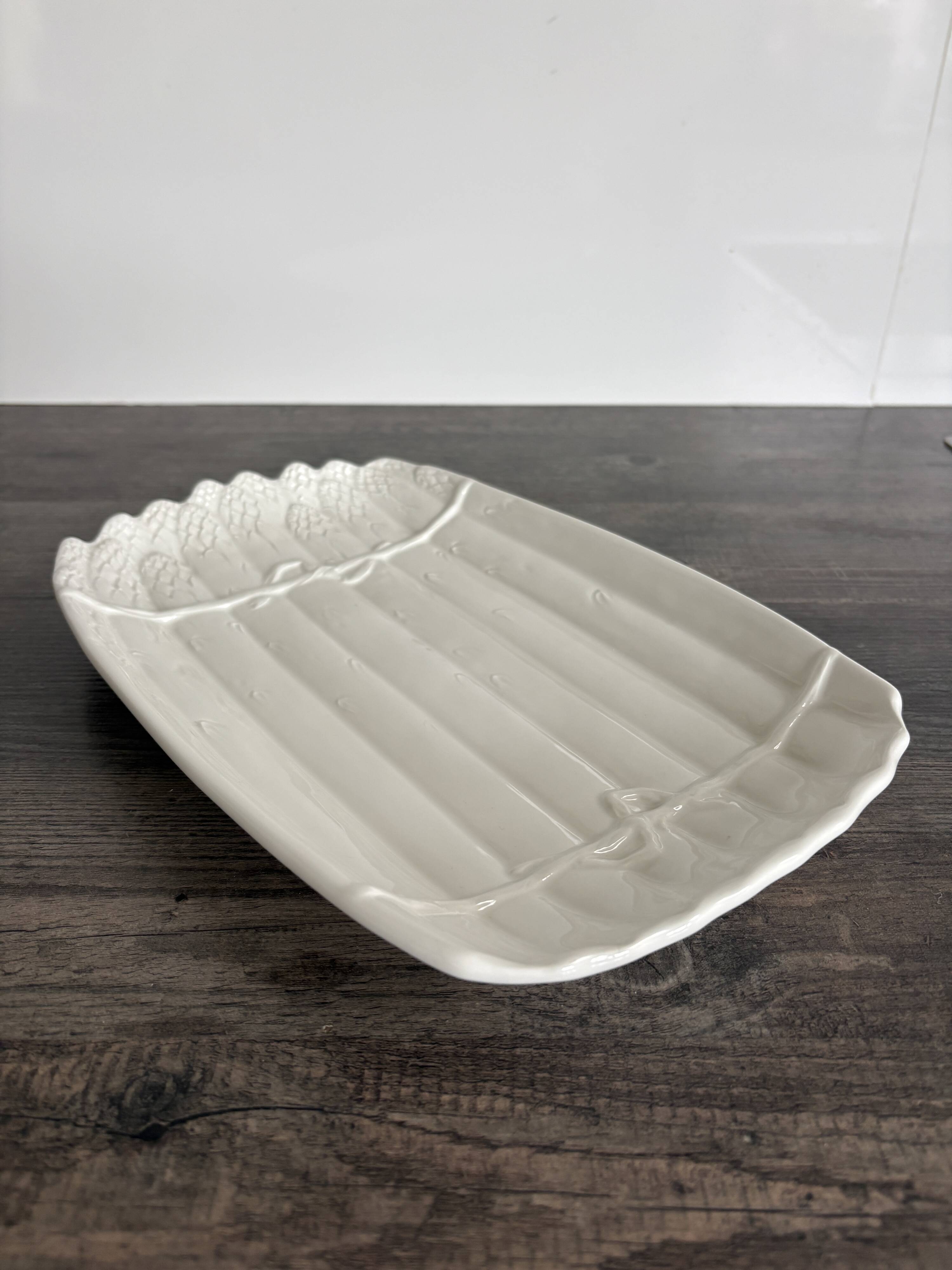 Vintage White Ceramic Asparagus Dish